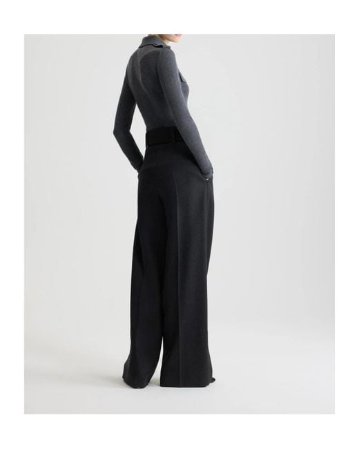 Patou Gray Ribbed Collared Cardigan