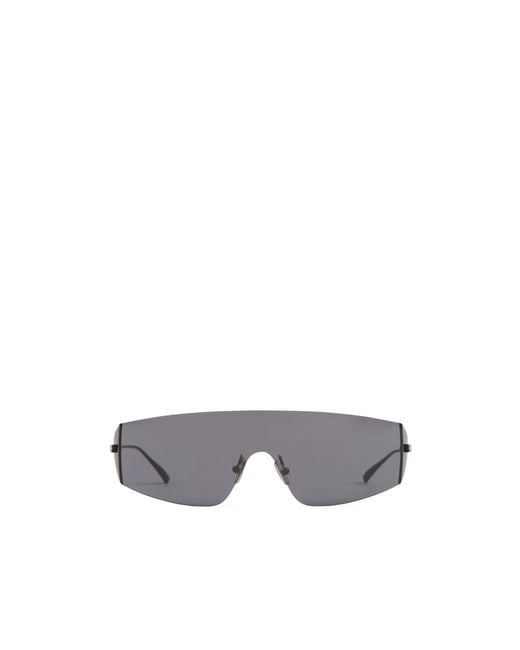 Bottega Veneta White Futuristic Shield Sunglasses