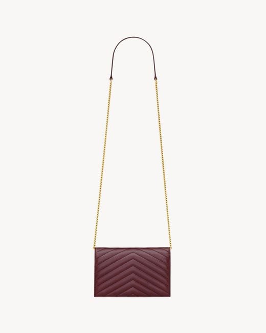 Saint Laurent White Envelope Cassandre Chain Wallet