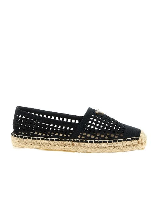 Prada Black Crochet Espadrilles