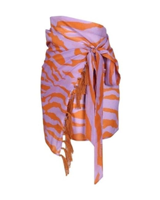 The Attico Pink The Zebra-Pattern Sarong Beachwear