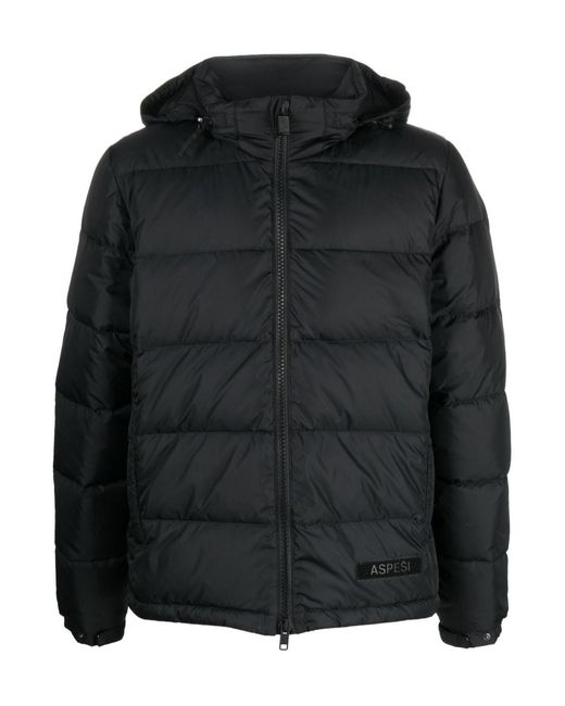 Aspesi Black Logo Patch Padded Jacket for men