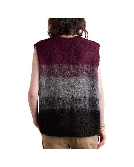 The Elder Statesman Purple Gradient Brushed Alpaca Blend Vest