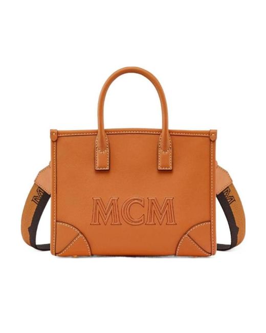 MCM Brown Mini Munich Logo Tote Bag