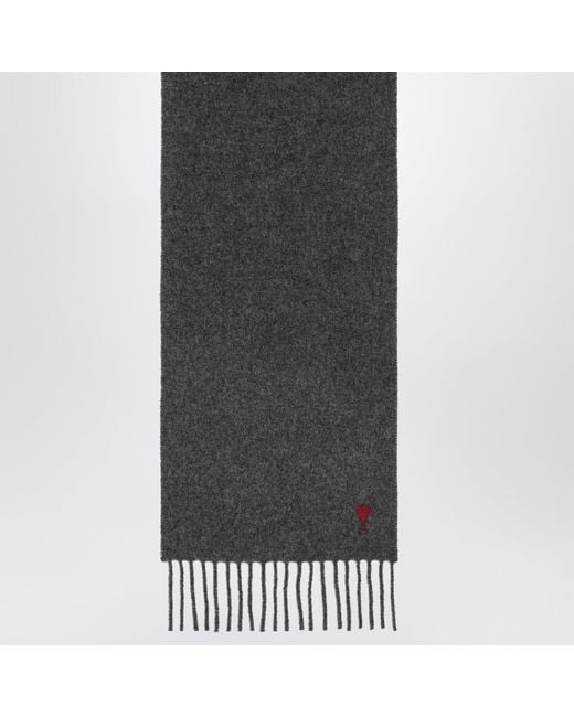 AMI Black Tasseled Scarf for men