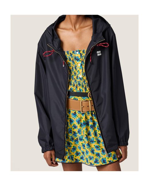 Miu Miu Black Lightweight Zipped Hooded Jacket