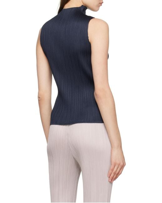 PLEATS PLEASE ISSEY No sleeve Cut tops PP63-JK145 Light blue 3