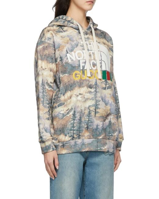 Gucci White X The North Face Logo-Print Cotton Hoodie for men
