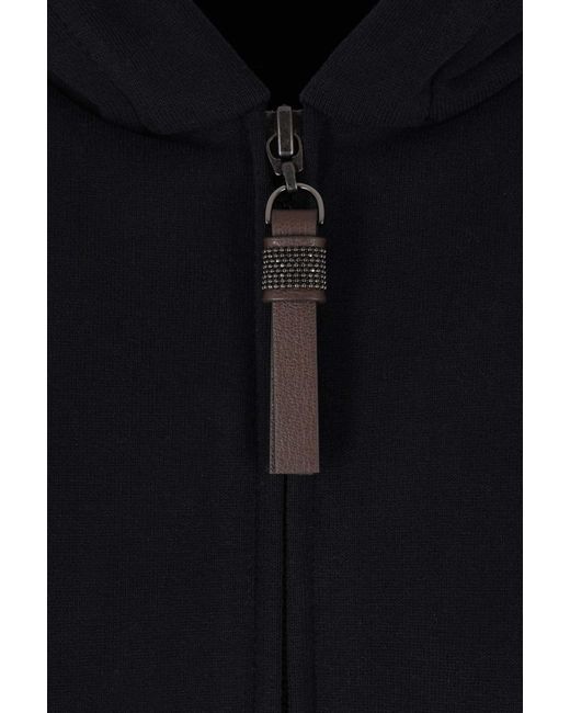 Brunello Cucinelli Black French Terry Zipper Hoodie