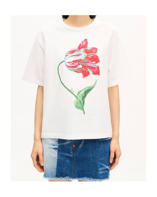 KENZO White Floral Print T-Shirt