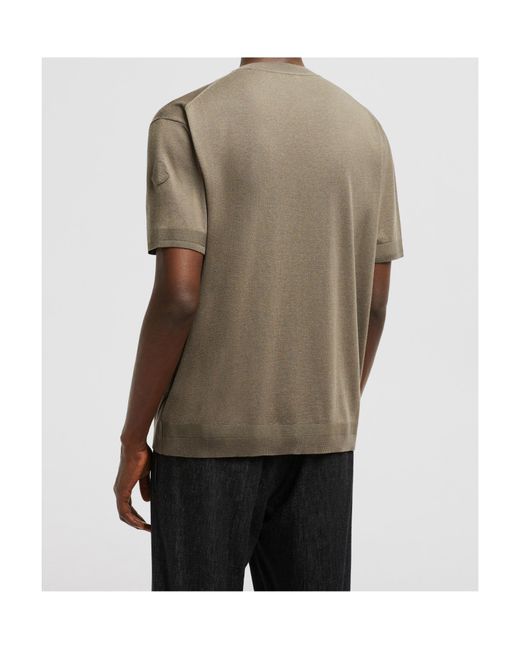 Moncler Green Silk Cotton Knit T-Shirt for men