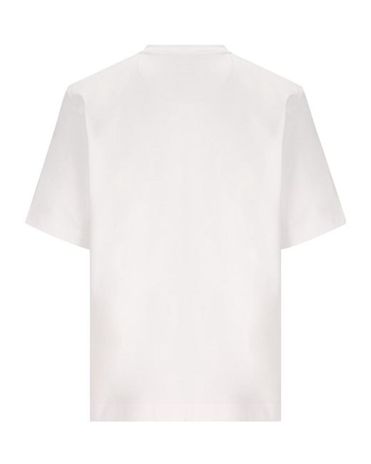 Fendi White Logo Embroidered Crewneck T-Shirt for men