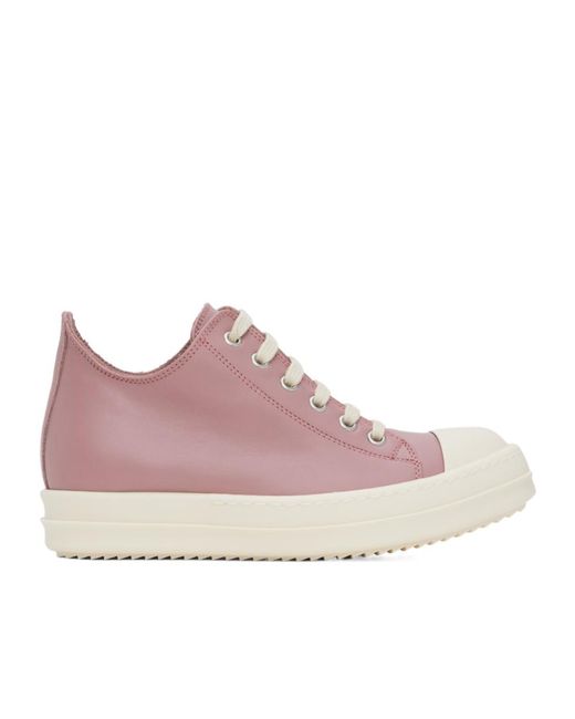 Rick Owens Pink Lido Round-Toe Lace-Up Sneakers for men