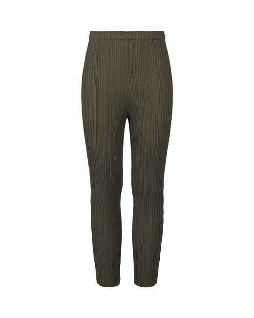 Pleats Please Issey Miyake Green Straight-Leg Trousers