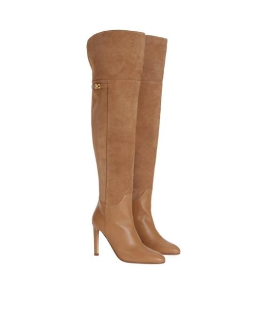 Elisabetta Franchi Brown Suede Boots