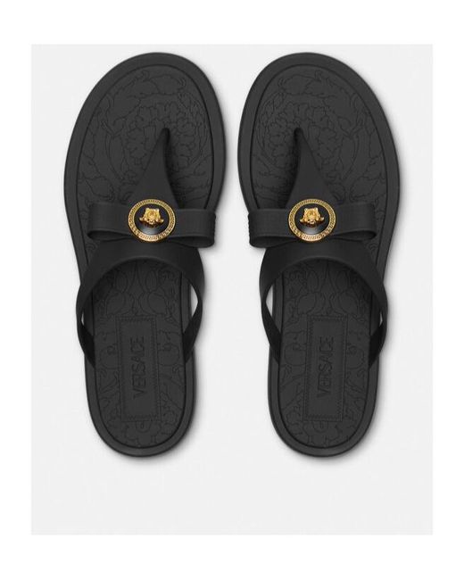 Versace Black Gianni Ribbon Flip Flops
