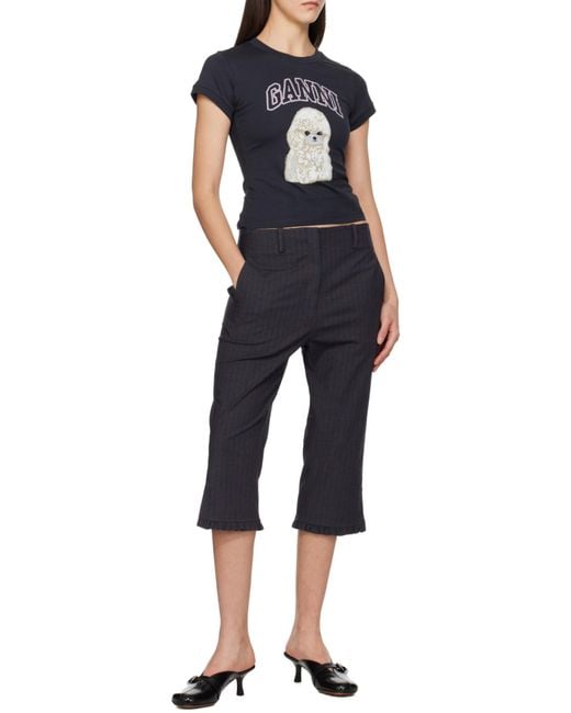 Ganni Black Printed T-Shirt