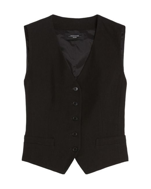Weekend by Maxmara Black Viscose And Linen Canvas Waistcoat