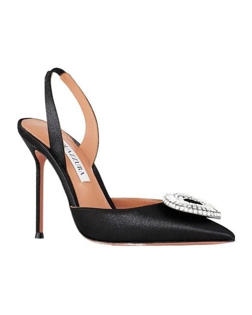 Aquazzura Black Crystal Hoop Sling 105