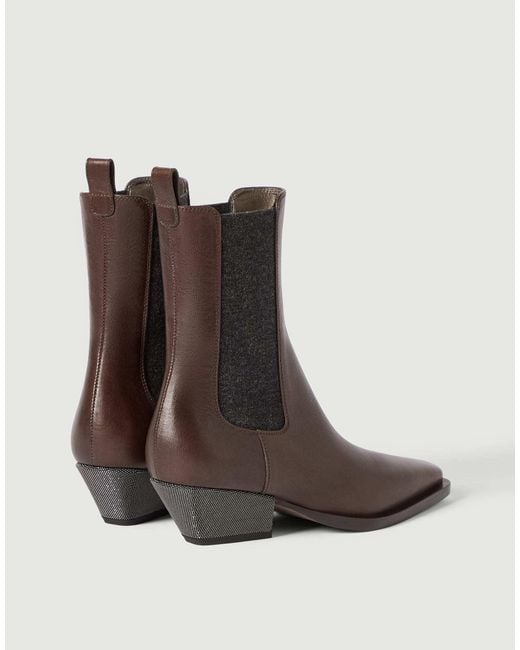 Brunello Cucinelli Brown Leather Chelsea Boots 50