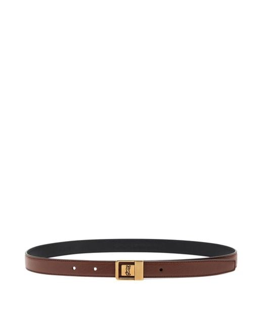Saint Laurent White Logo-Engraved Leather Belt