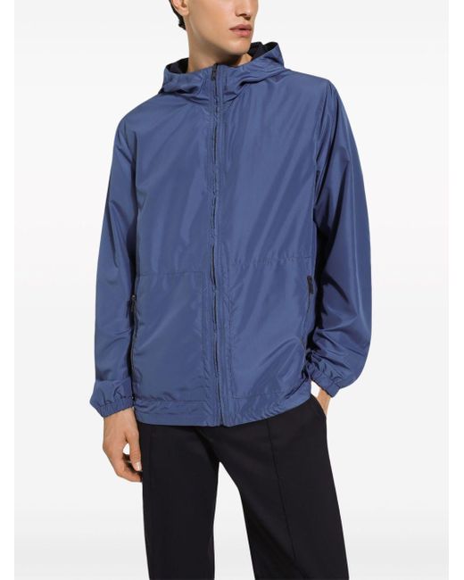 Dolce & Gabbana Blue Logo Reversible Windbreaker Jacket for men
