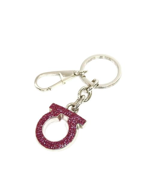 Ferragamo White Logo Key Chain