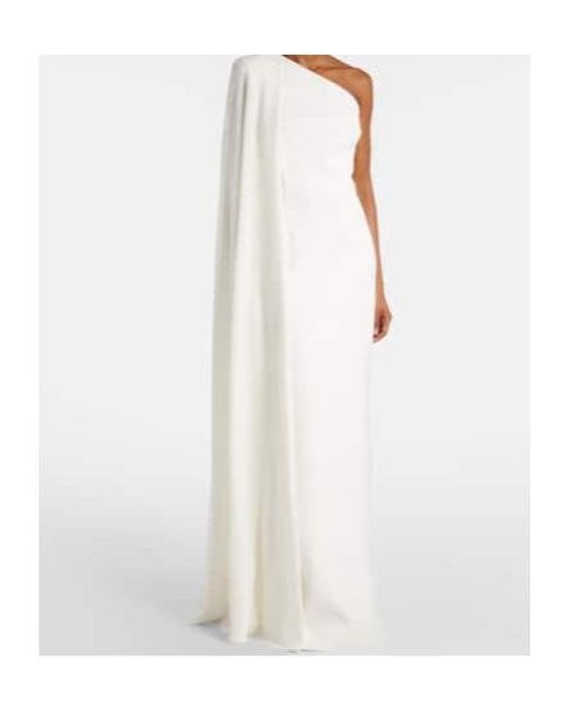 Rebecca Vallance White Athena One-Shoulder Crêpe Gown