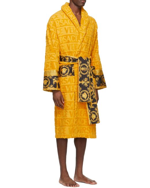 Versace Yellow I Love Baroque Belted Bathrobe for men
