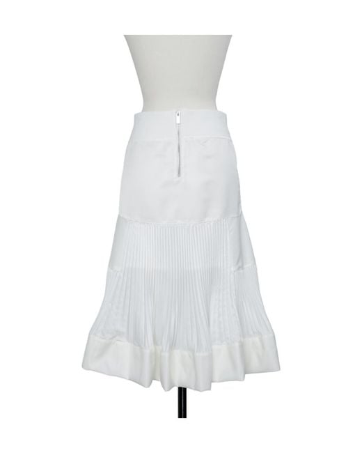 Sacai White High Waist Twill Skirt