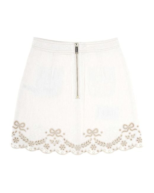 Self-Portrait White Zippered Skirt