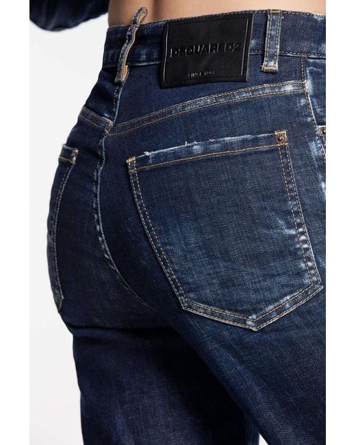 DSquared² Blue High-Waisted Embellished Jeans