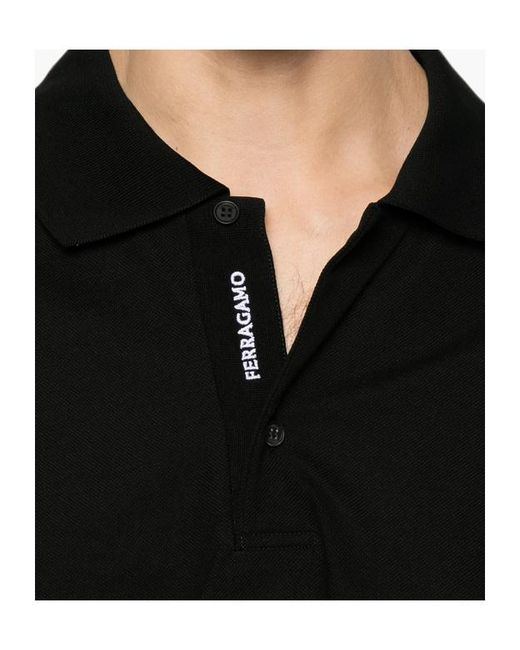 Ferragamo Black Short Sleeve Polo Shirt for men