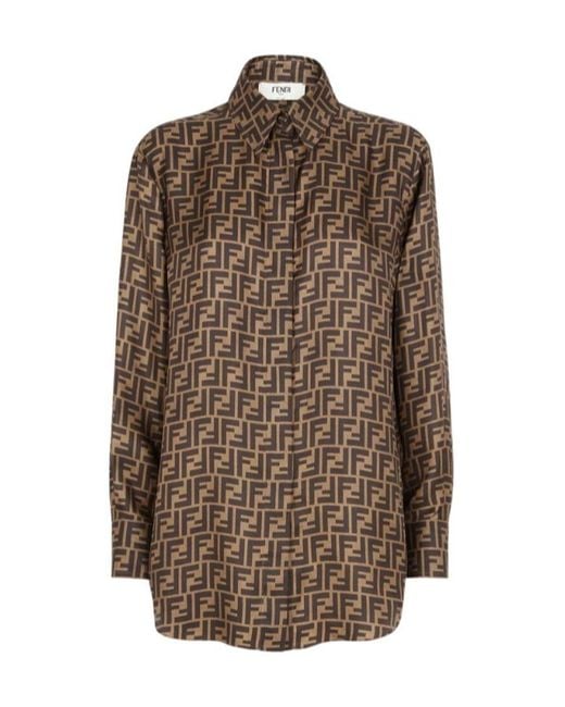 Fendi Brown Ff Silk Shirt