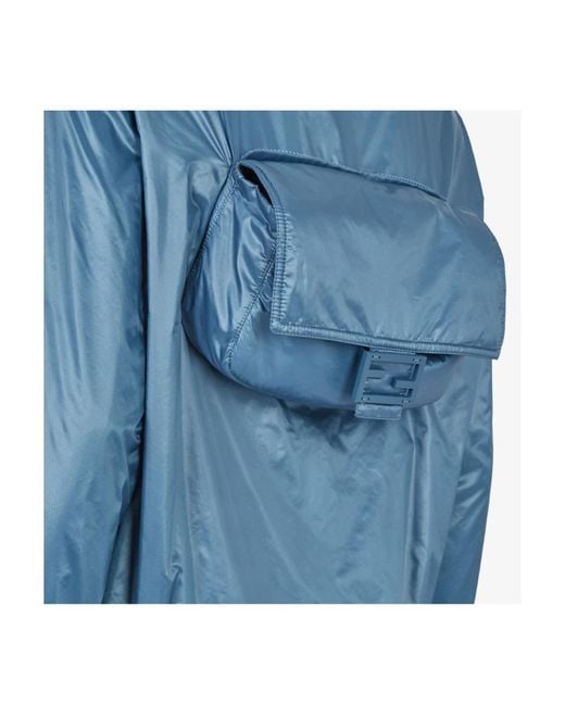 Fendi Blue High-Necked Hooded Jacket