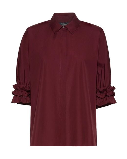Max Mara Red Cotton Poplin Shirt