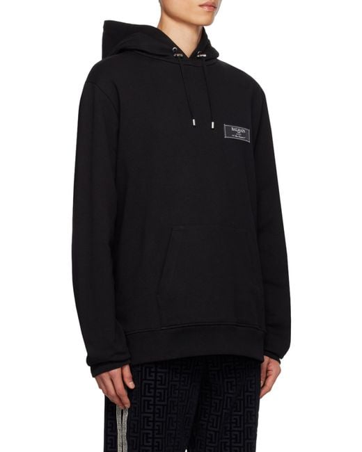 Balmain Blue Iconic Cotton Hoodie for men