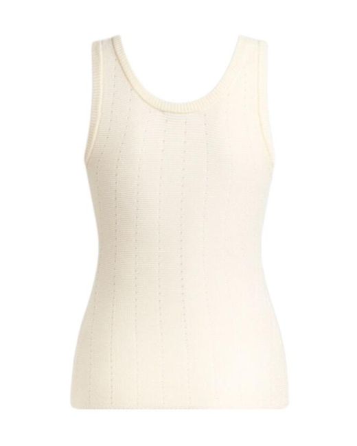 Etro Natural Hood And Punched Detailed Knit Vest Top