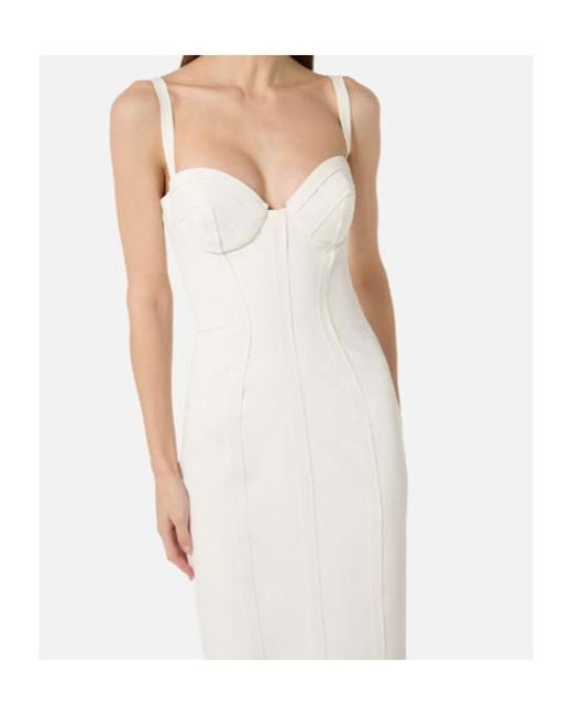 Elisabetta Franchi White Bustier Midi Dress