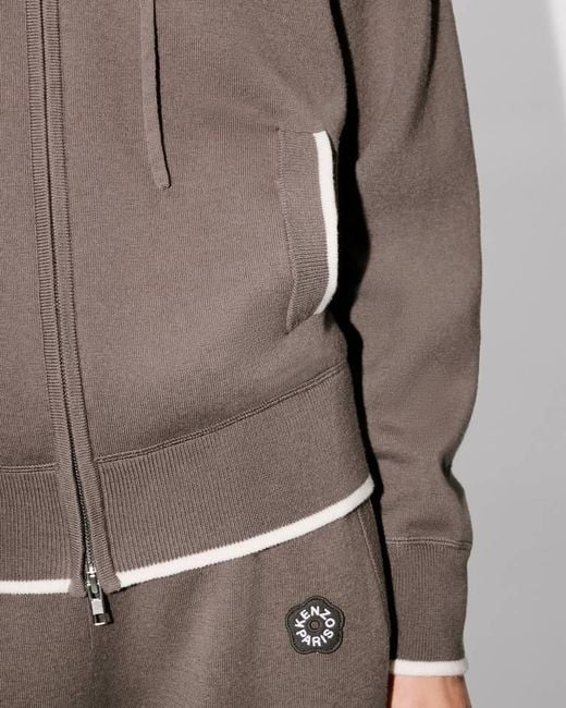 KENZO Brown Logo Patch Zip-Up Jacket