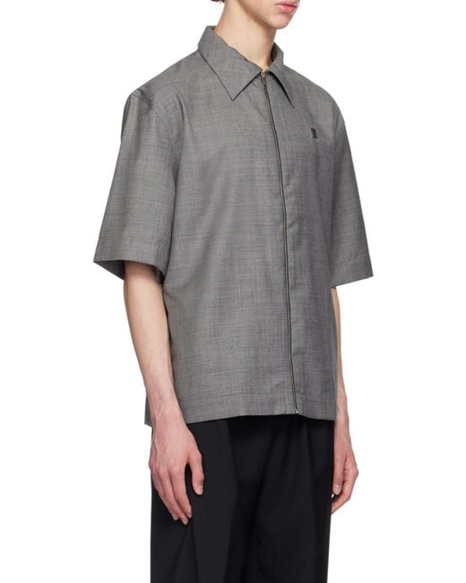 Givenchy Gray Collared Short-Sleeve Shirt for men