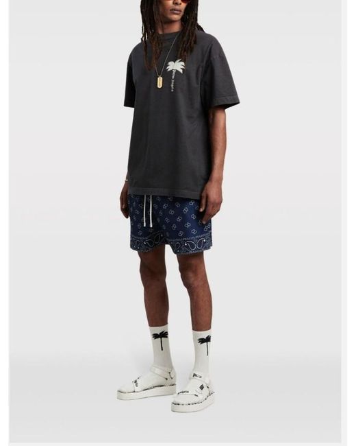 Palm Angels Black Palm Tree Printed Crewneck T-Shirt for men