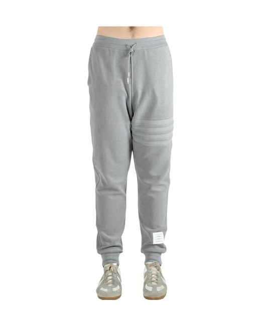 Thom Browne Gray 4-Bar Drawstring Sweatpants for men