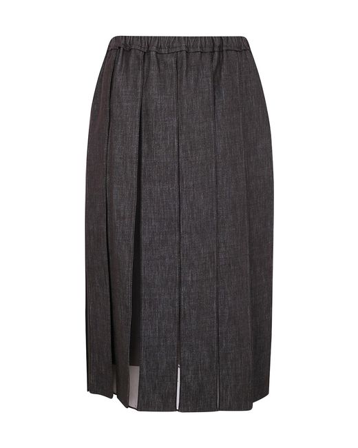 Brunello Cucinelli Gray Pleated Midi Skirt