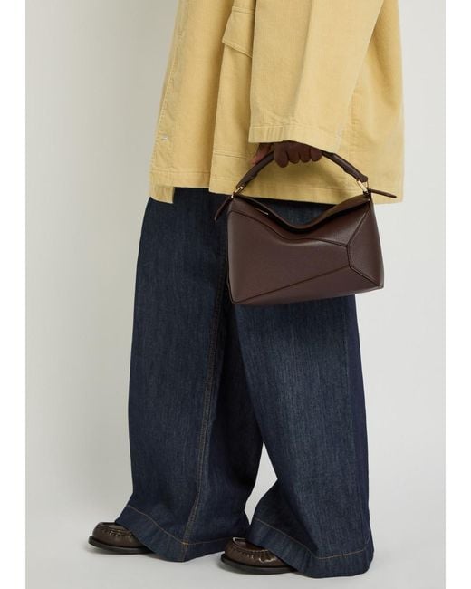 Loewe Brown Puzzle Edge Small Leather Top Handle Bag
