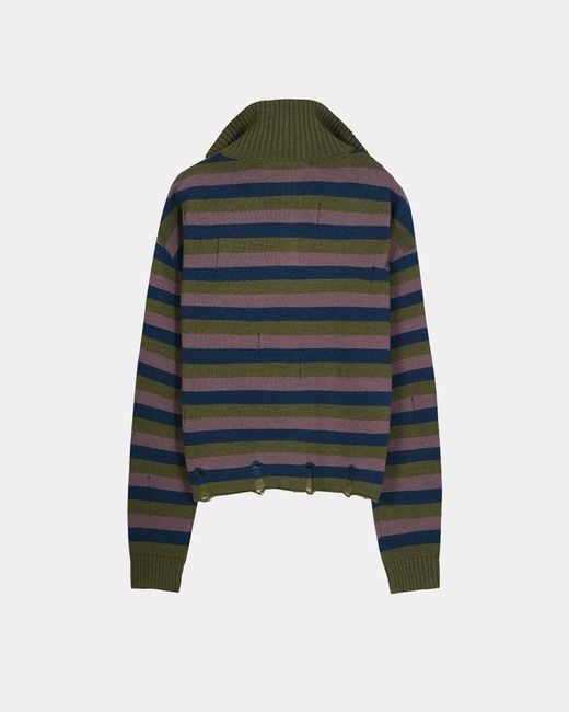 ANDERSSON BELL Black Double Striped Half-Zip Sweater for men