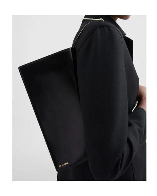 Jil Sander Black Folded Flap Shoulder Bag