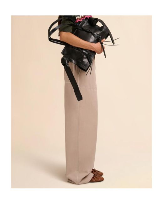 Marni Natural Elasticated Paperbag Waist Gabardine Trousers