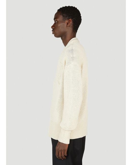 Jil Sander Natural Logo Intarsia Knitted Cardigan for men