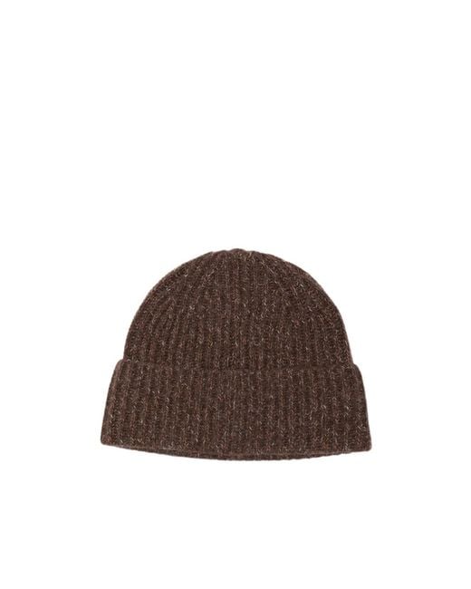 Lisa Yang Brown Ribbed Knit Hat